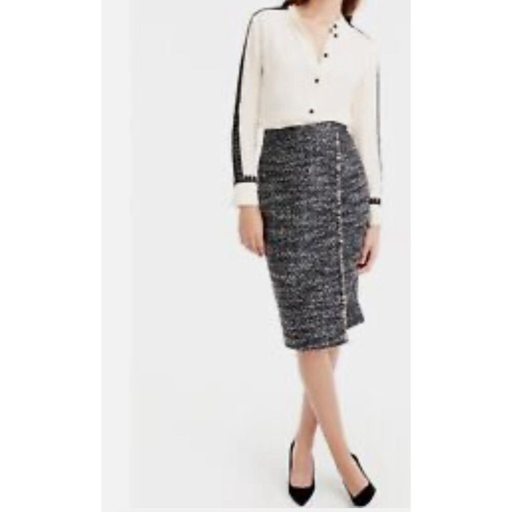 J. Crew F4963 Faux-Wrap Pencil Skirt In Metallic Tweed Size 0, $98